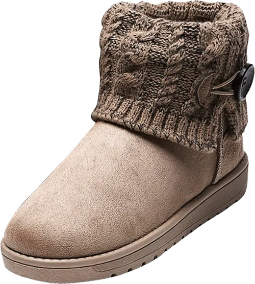 Varma höst- och vinterstövlar i nubuck med extra hälstöd Beige