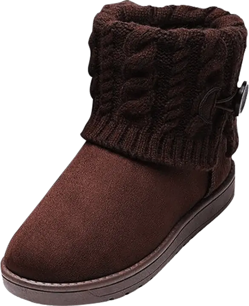 Varma höst- och vinterstövlar i nubuck med extra hälstöd Brun