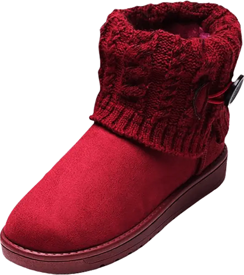 Varma höst- och vinterstövlar i nubuck med extra hälstöd Röd
