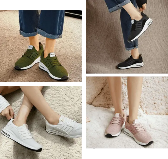 Svart, Army, Vit, Rosa Sneakair I Löparskor i vitt med lätt slip-in-design och elastiska skosnören för enkel passform.