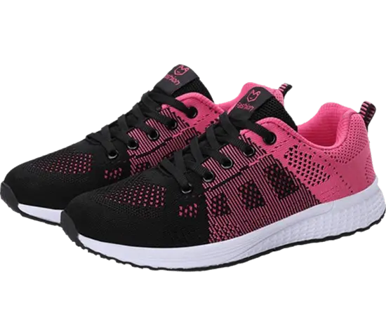 Unisex andningsaktiva höst- och sommarskor med trendig design, svart och rosa