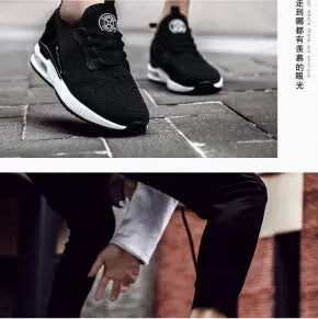Svarta sneakers för alla årstider, mjuk dämpning, skumgummisula, halkskyddad gummisula, lätt att ta på. Ortopedisk design.