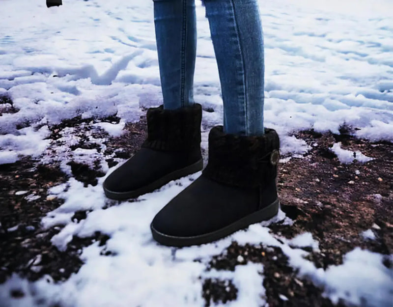 Varma vinter-, höst- och höstskor med varmt innerfoder, förstärkt hälparti och halkfria gummisulor Black Lifestyle
