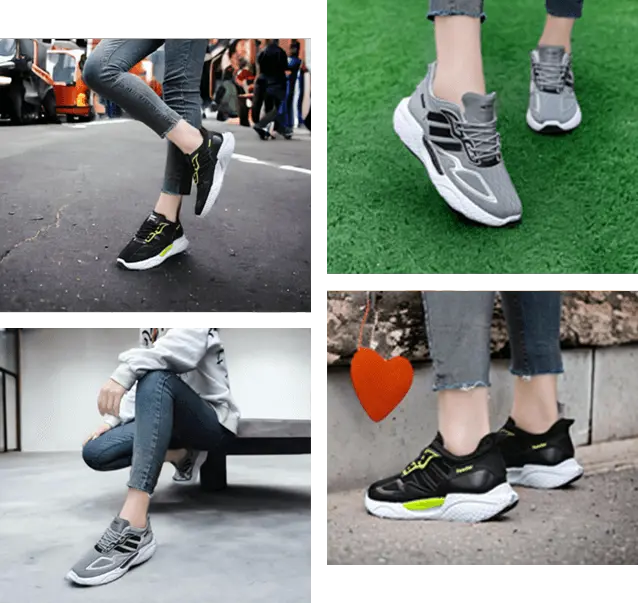 Löparskor med elastisk design som andas mjuka och stabila dämpningssulor, grå, svart