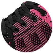 Elastiska skosnören för löparskor i rosa och svart med ventilerande design