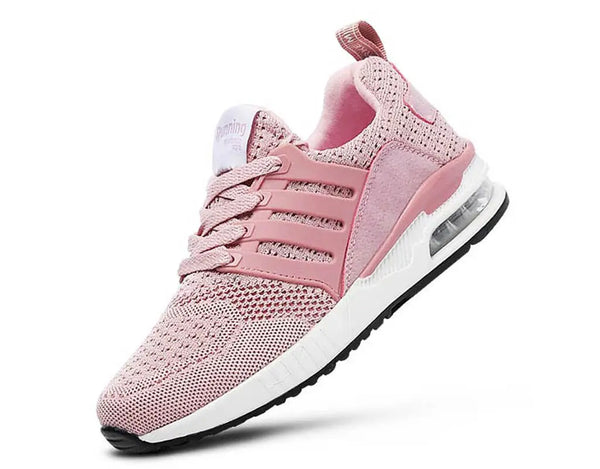 Fashionabla, snygga, sportskor, löparskor, sneakers för vardagsbruk, ventilerande design, luftkuddar, hälstöd, elastisk förslutning, lätta att ta på. Träningsskor i rosa färg